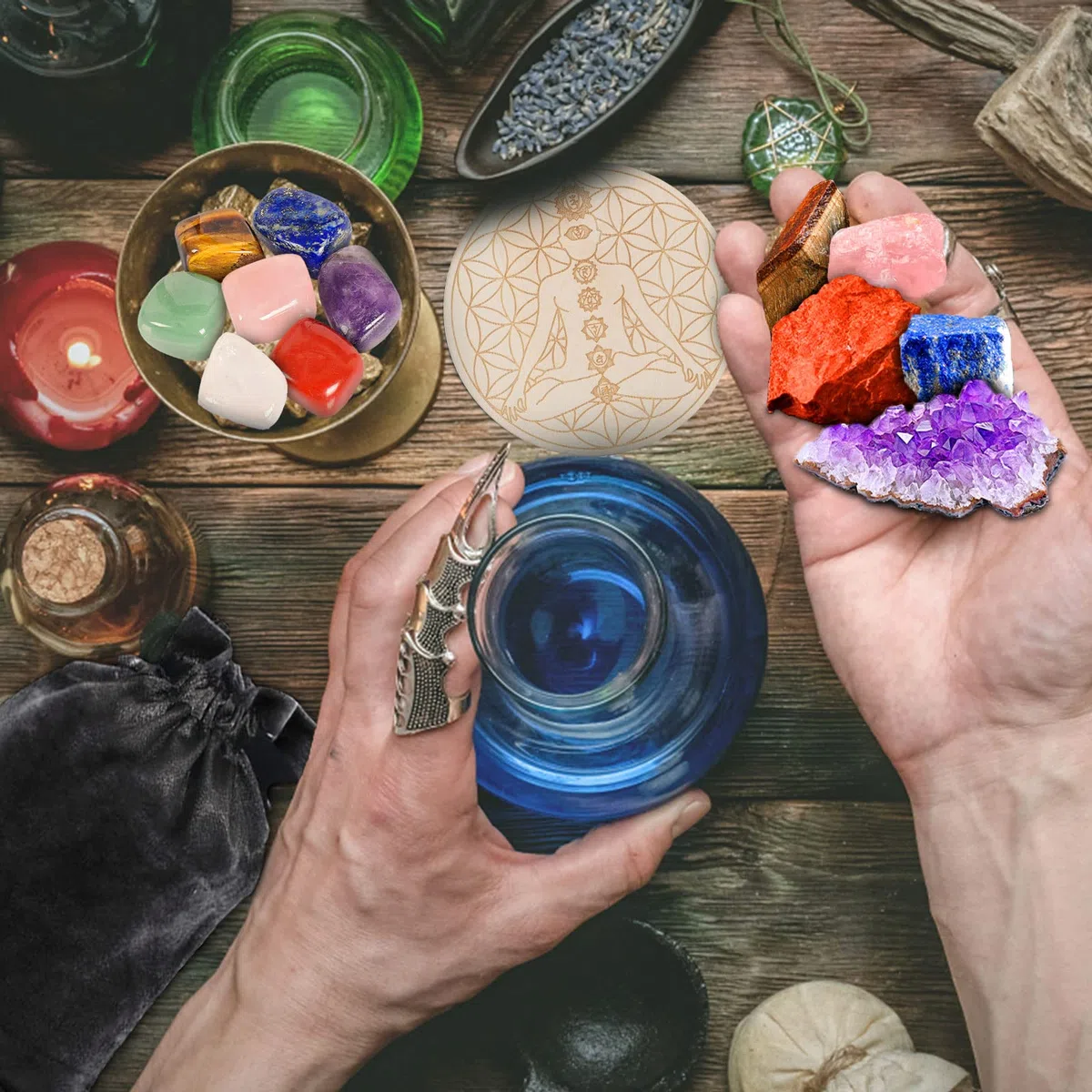 Purpledi Juego de Piedras y Cristales Curativos, Chakra Stones Set, 7 Piedras de Chakra, Healing Crystals Chakra Stones Set, para Meditación, Equilibrio de Chakras, Terapia de Cristal (A)