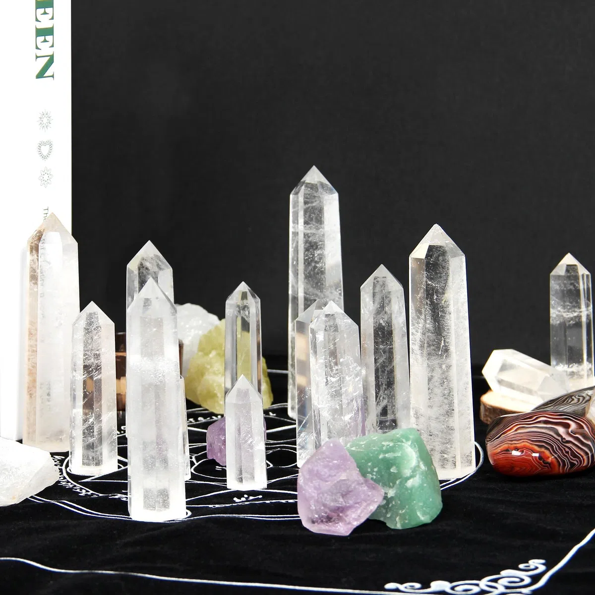 1 pieza Varita de Cristal de Cuarzo Transparente, 10-11 cm, Varitas de Cristal Natural, Cristales y Piedras Curativas, Torre de Piedra de Cristal, Caja de Regalo