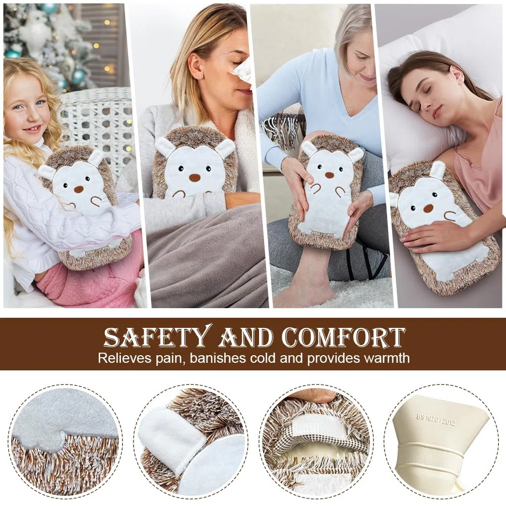 Bolas de Agua Grande Erizo, Bolsa de Agua Caliente 2L, Bolsa Agua Caliente Peluche, Bolsas Agua Caliente Antifugas, Botella de Agua Caliente Calienta Camas Saco Mantener Termico Blanda Regalo
