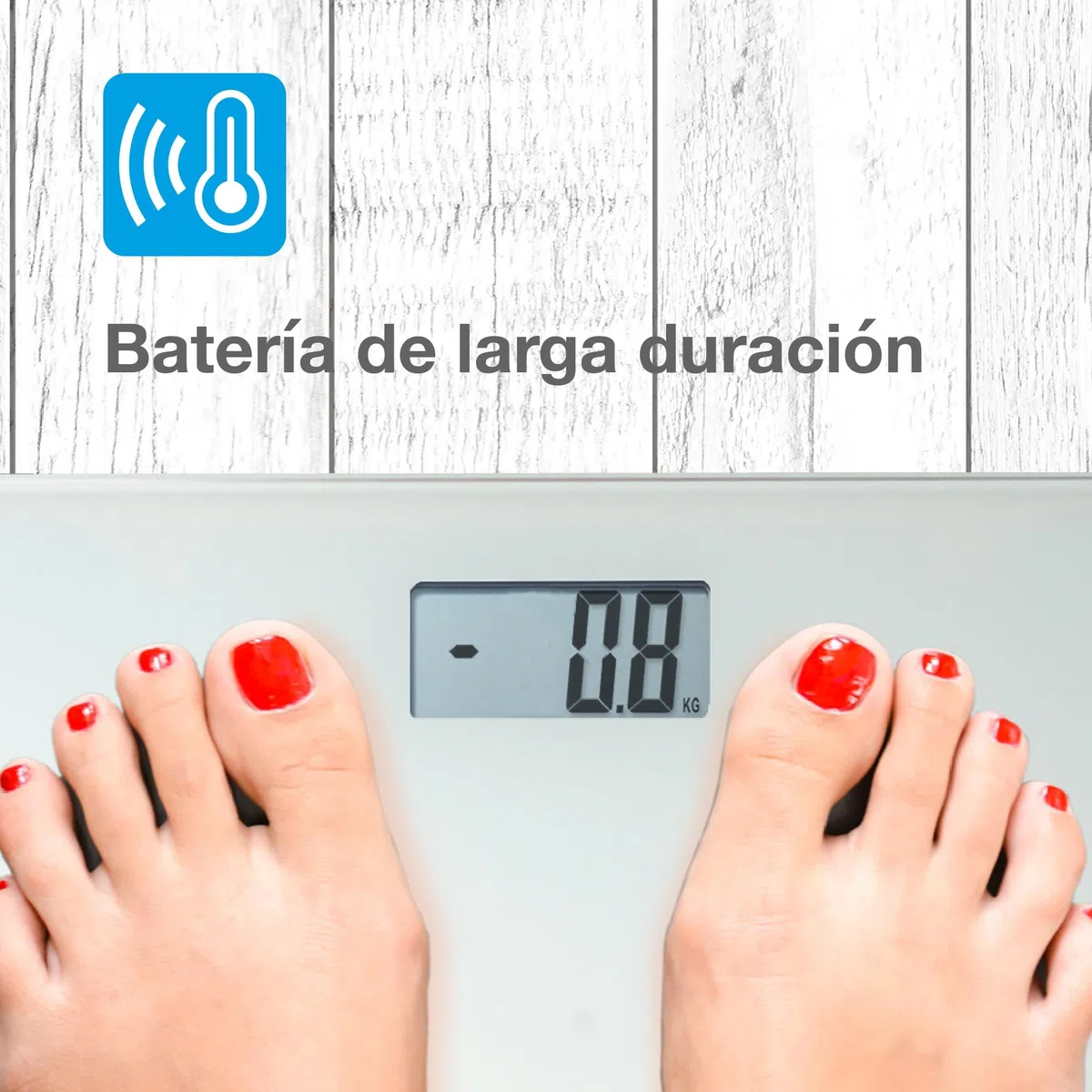 Citizen Báscula de Baño Digital con Memoria de Peso Anterior, Pantalla LCD Grande, Tecnología Step-On, Diseño Slim 22mm, Cristal de Alta Resistencia, Báscula Corporal de Precisión, Blanco