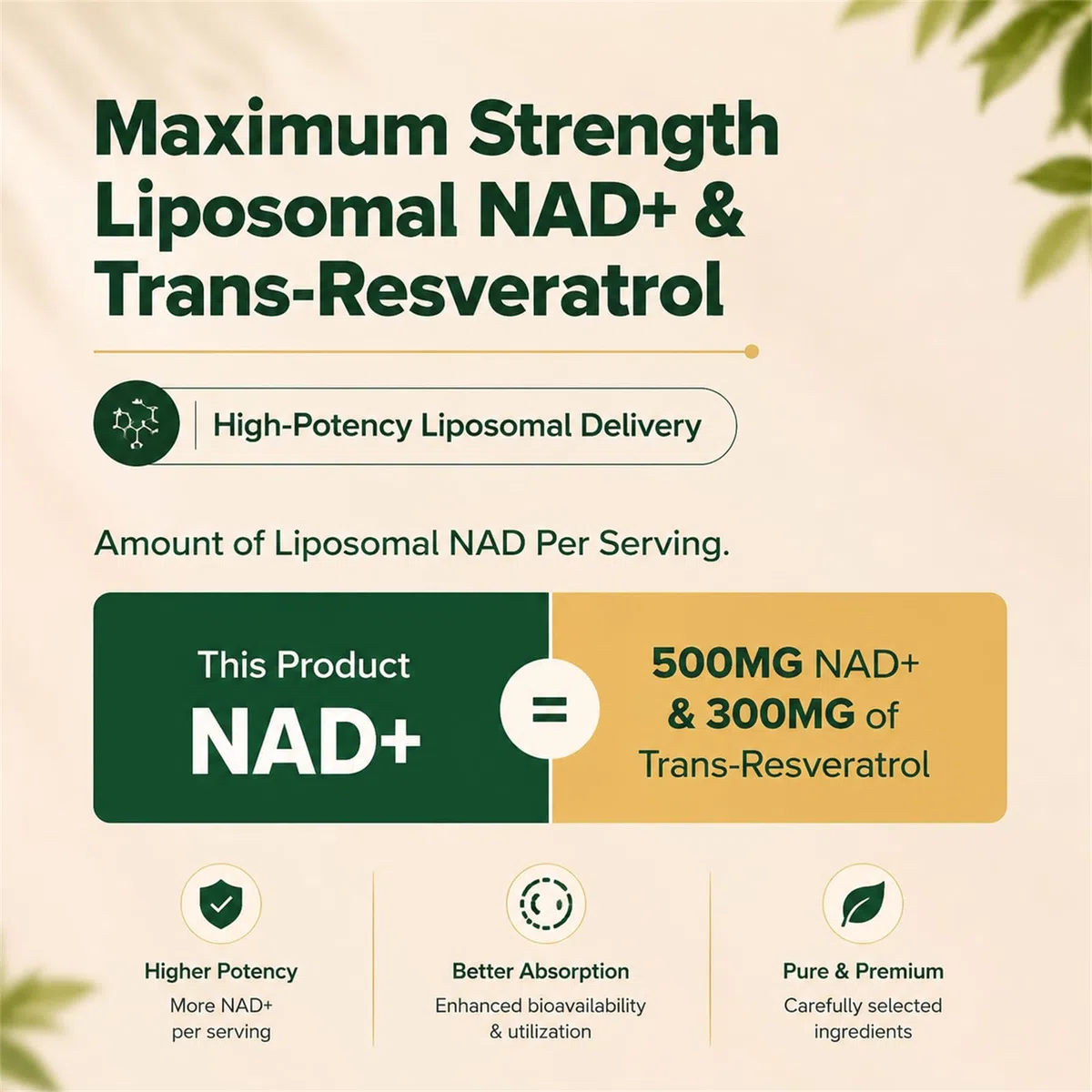 NAD+ liposomal y Trans-Resveratrol 800mg cápsulas blandas, alternativa más eficiente que el NMN, alta absorción, suplemento real de NAD+ para la reparación celular