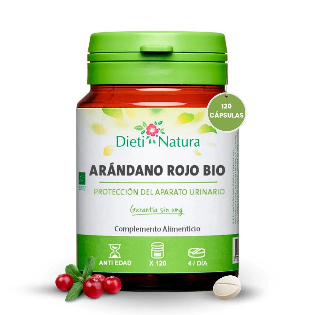 DIETI NATURA Arándano Rojo Bio 120 Cápsulas para Protección del Aparato Urinario - Prevención Natural de Infecciones - Complemento Ecológico con Antioxidantes - Estimula Función Renal - 100% Orgánico