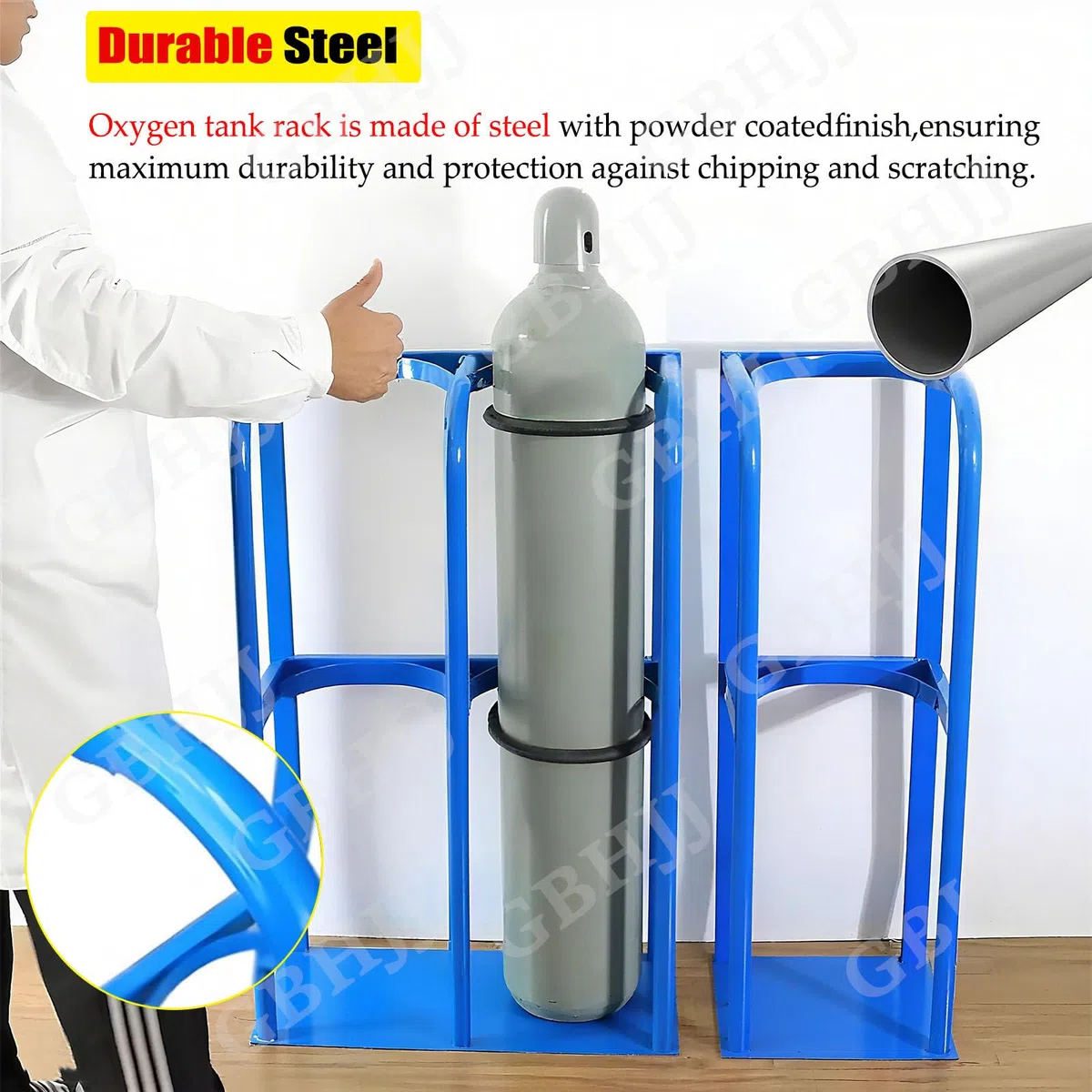 Soporte de tanque de oxígeno resistente, soporte cilíndrico de montaje en suelo para 1-4 botellas, acabado recubierto confiable, 31 x 30 x 100 cm