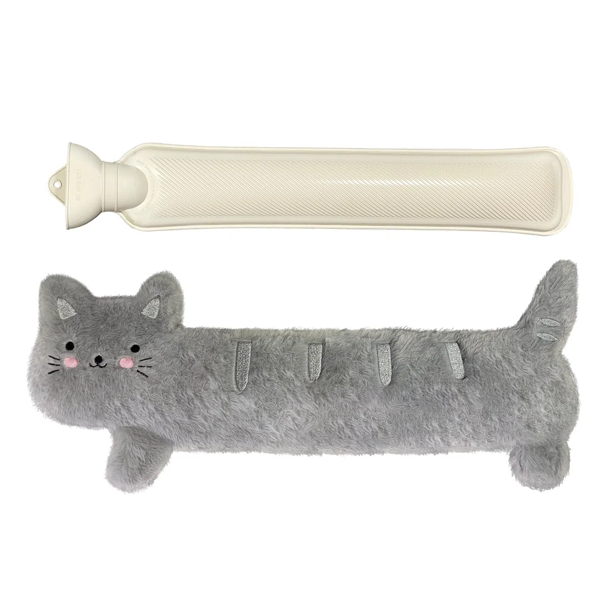 Bolsa Agua Caliente Peluche, 2L Bolsa De Agua Caliente Larga, Hot Water Bottle With Cover, Botella De Agua Caliente, Para Cuello Y Hombros, Espalda, Piernas Y Cintura Para Niños Adulto (Gato)