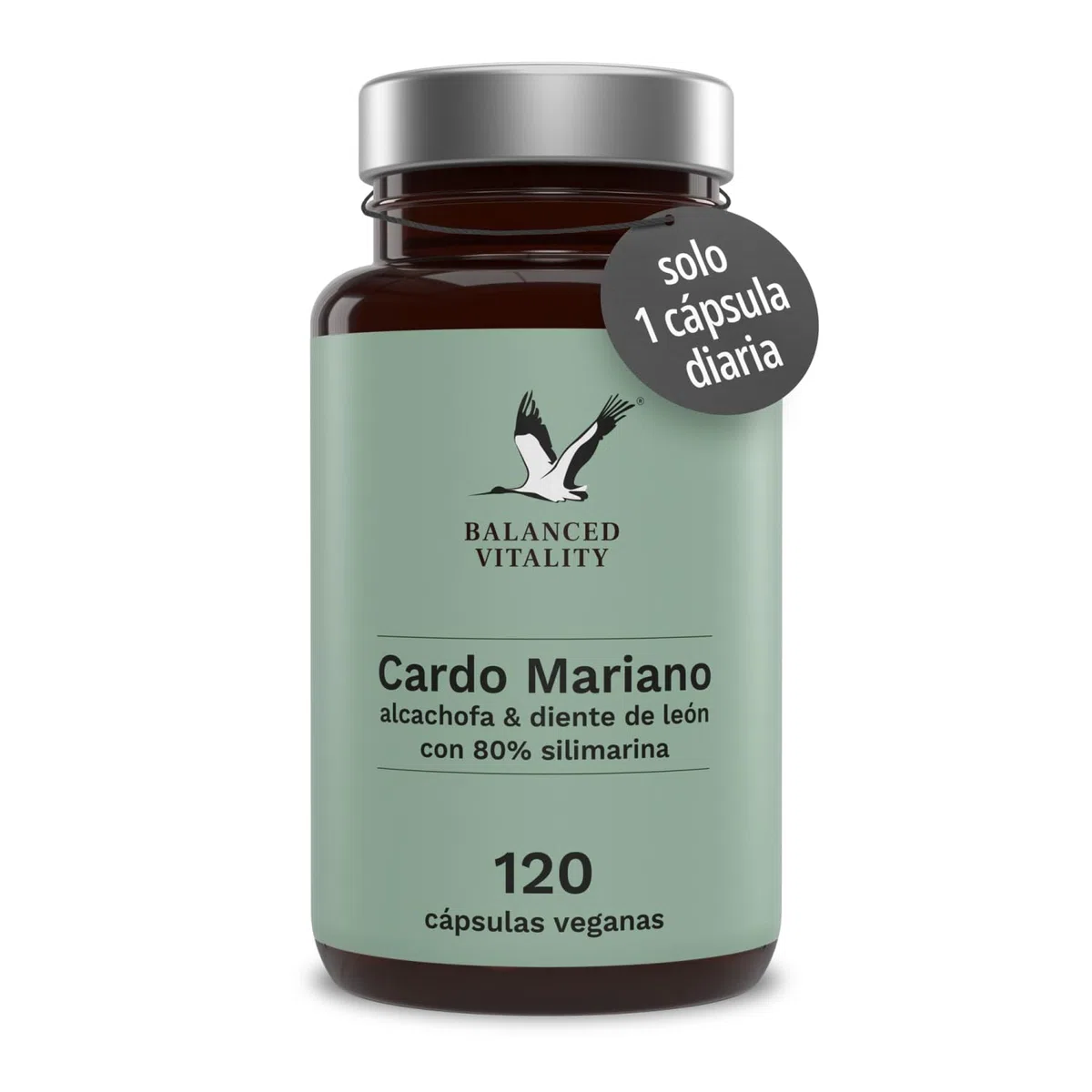 Balanced Vitality cardo mariano, Artichoke, Dandelion Complex-120 cápsulas veganas para 4 meses - con 80% de silimarina - sin aditivos - testado en laboratorio - Made in Germany