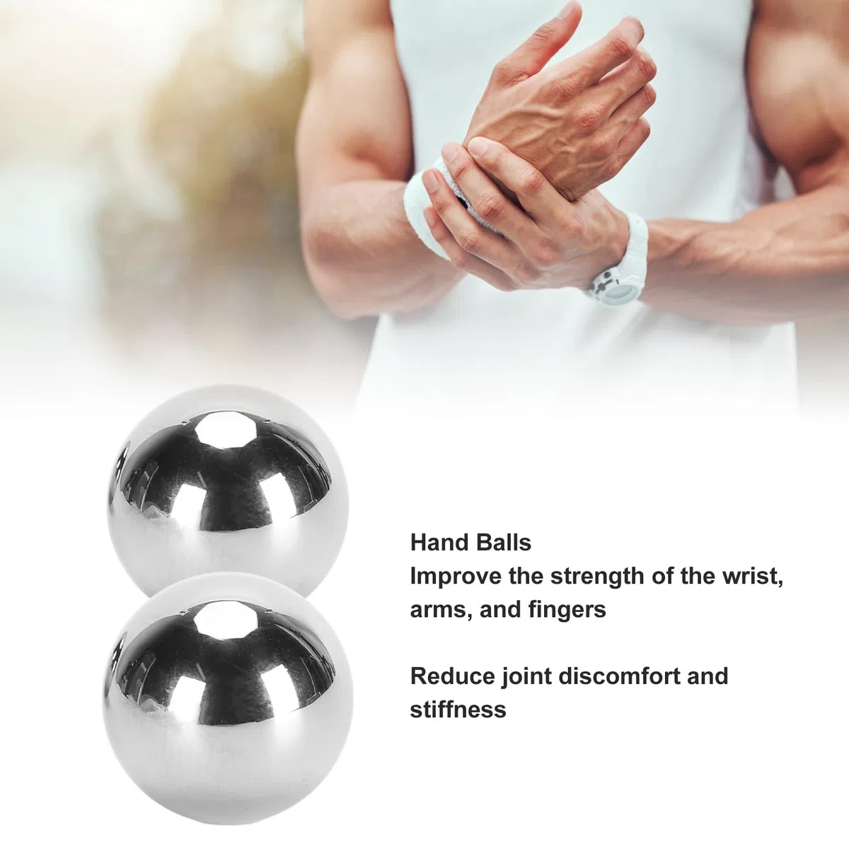 Juego de Ejercicios de Balonmano, Bolas Saludables Chinas de Acero Inoxidable para Fuerza, Alivio del Estrés, Ejercicio de Salud de las Articulaciones, Rodamiento Suave, Compacto