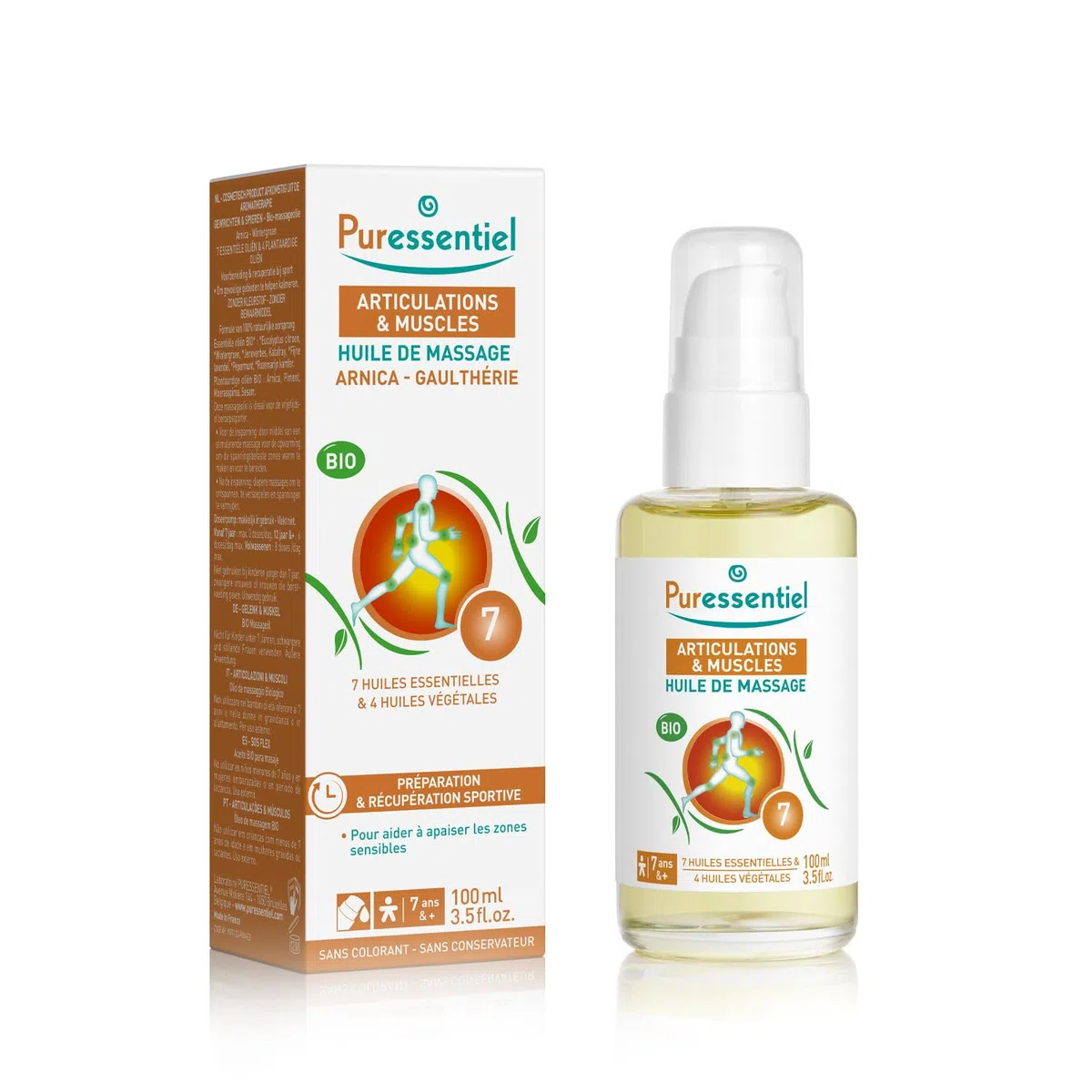 Puressentiel Articulaciones y Músculos - Aceite de masaje BIO - Arnica y Gaulteria - Preparación y recuperación deportiva - 100 ml