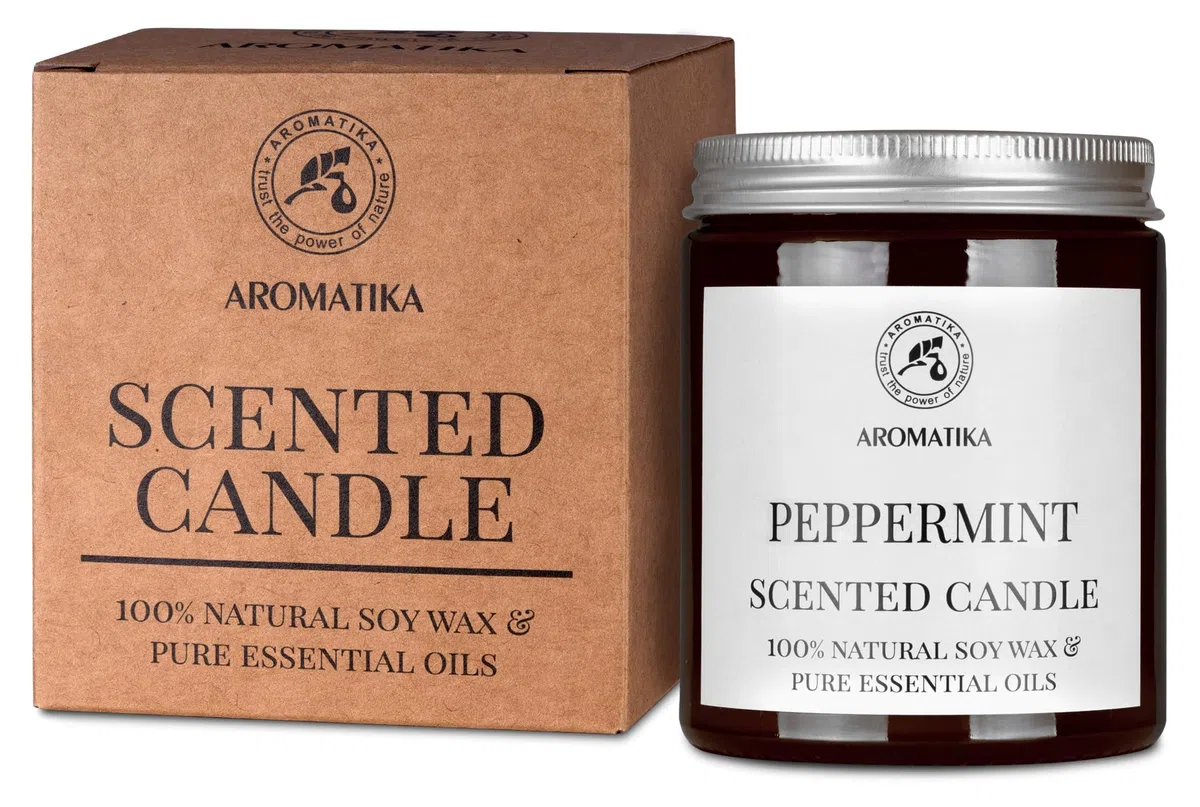 Vela Perfumada de Menta 150 g - Aceite Esencial de Menta al 100% - Vela Natural - Aromaterapia - Fragancia para Hogar - Idea para Cumpleaños - Navidad - Aromaterapia Perfumada
