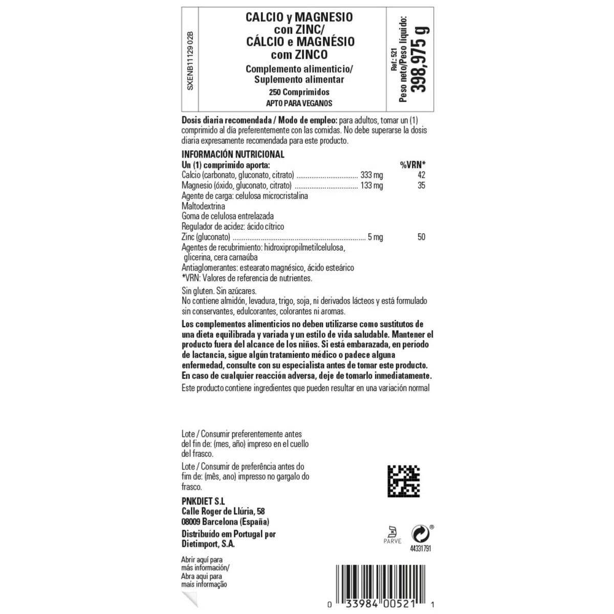 Solgar | Contiene Calcio Magnesio y Zinc | Fórmula combinada de calcio, magnesio y zinc | Minerales | 250 Cápsulas Vegetales