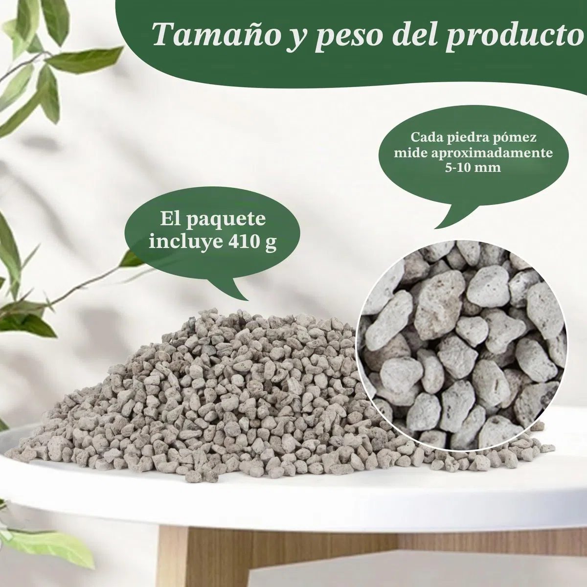 Sukh Piedra pómez gris – Piedra pómez para plantas, suculentas, cactus, bonsái, orquídeas, acondicionador del suelo, 410 g