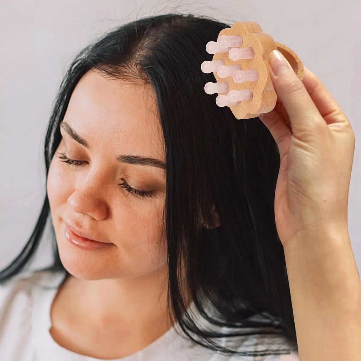 ideayard Masajeador de cuero cabelludo, peine de cuero cabelludo, peine de madera de jade para el estrés de la cabeza, herramienta de masaje relajante para el crecimiento del cabello, alivia los