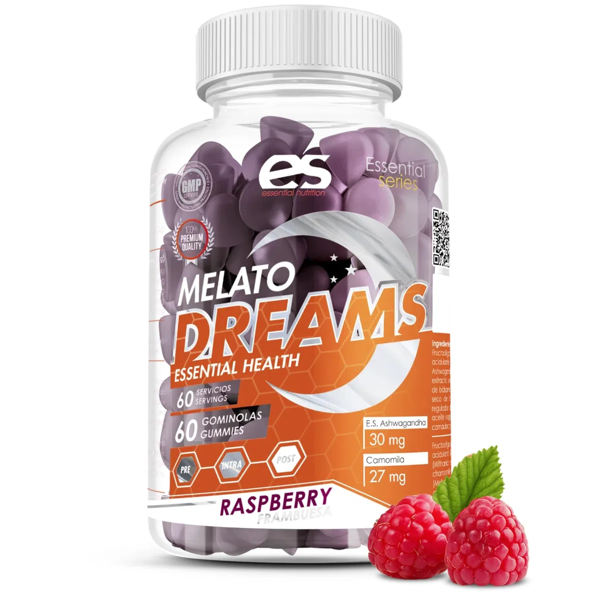 ESSENTIAL NUTRITION – Melato Dreams | Gominolas de Melatonina con Ashwagandha, Valeriana y Camomila – 60 gummies | Sueño Reparador, Relajación Natural y Despertar Renovado
