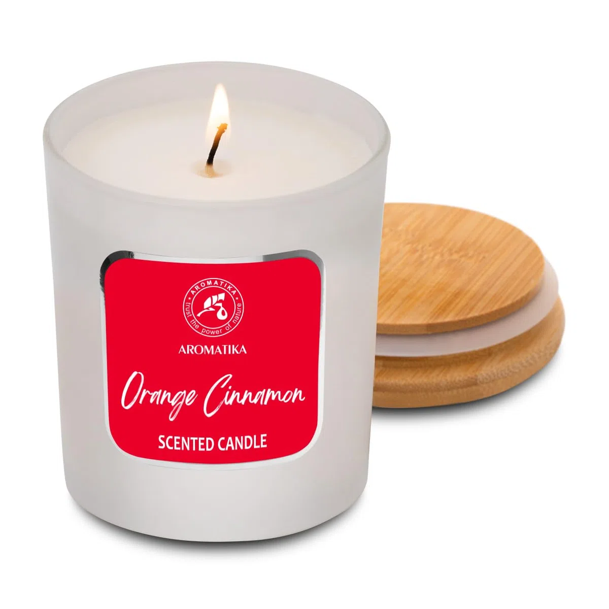 Vela Perfumada de Naranja y Canela 200g - Vela de Cera con Natural Aceite Esencial de Naranja y Canela - Aroma Navideño - Aromaterapia - SPA - Idea para Cumpleaños - Navidad