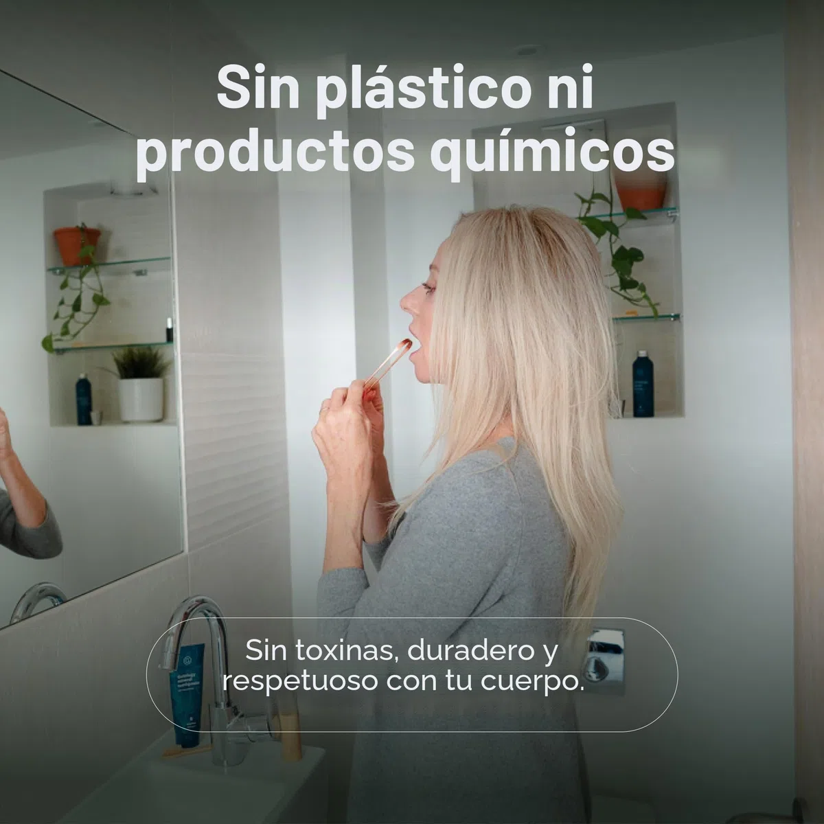 Gutology Rascador de lengua de 100% cobre puro – para un aliento más fresco – fácil de usar – ayuda a la higiene bucal