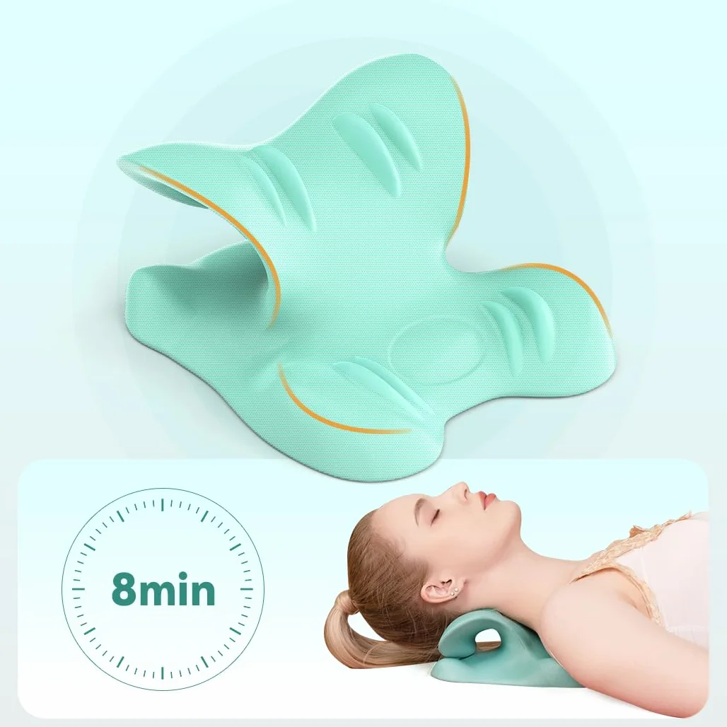 Auauraintt Relajante de Cuello y Hombros, Camilla de Cuello, Corrección de la Postura del Cuello, Tracción Cervical del Hombro del Cuello, para aliviar el Dolor de Cabeza y Dolor de Cuello (Verde)