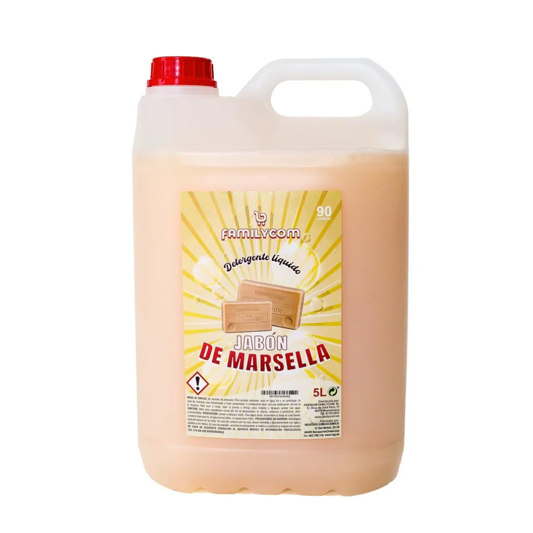 Detergente Líquido para Lavadora Marsella, Detergente Concentrado para Ropa Blanca y de Color, 90 lavados, Jabón Natural para una Ropa Limpia y Cuidada