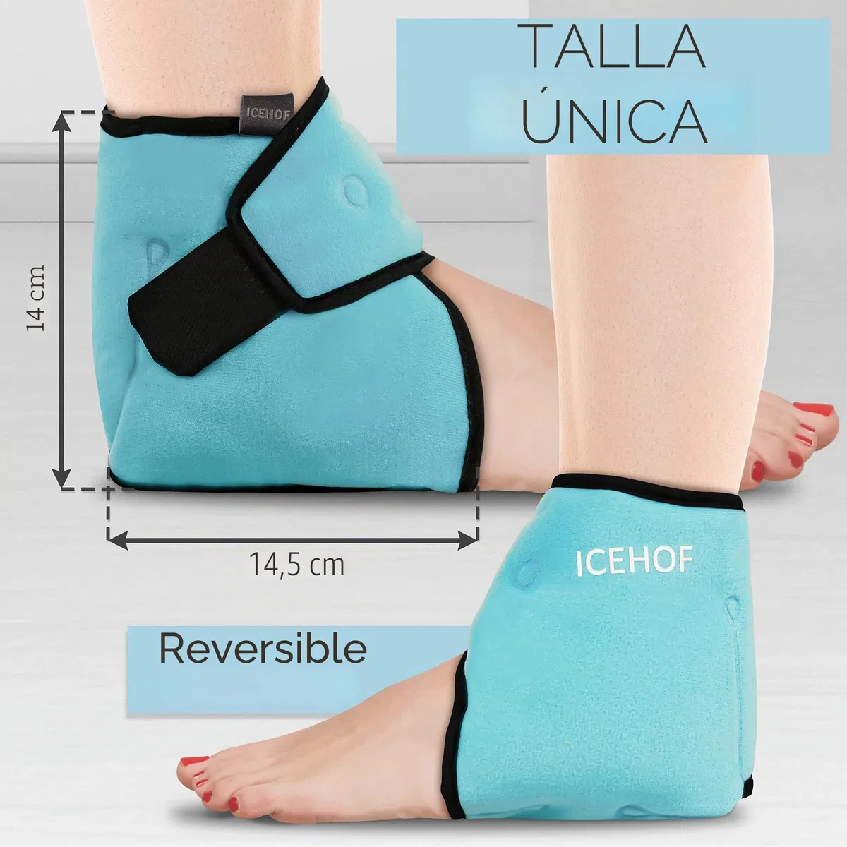 ICEHOF Almohadillas de refrigeración para tobillo - talones vendaje de tobillo con gel refrigerante, terapia de frío tobillo reumatismo quimioterapia dolor de tobillera pie (1 unidad)