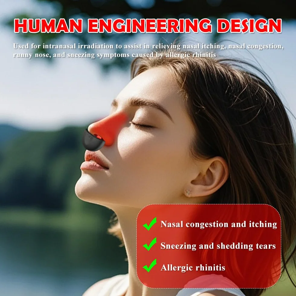 Luz sinusal sin nariz, Respirelief Red Light Nasal Therapier, Instrumento de Terapia Nasal Luz Roja, Sinusitis Luz Roja Dispositivo de Terapia Nasal, Promueve la Respiración Natural y Alivio De
