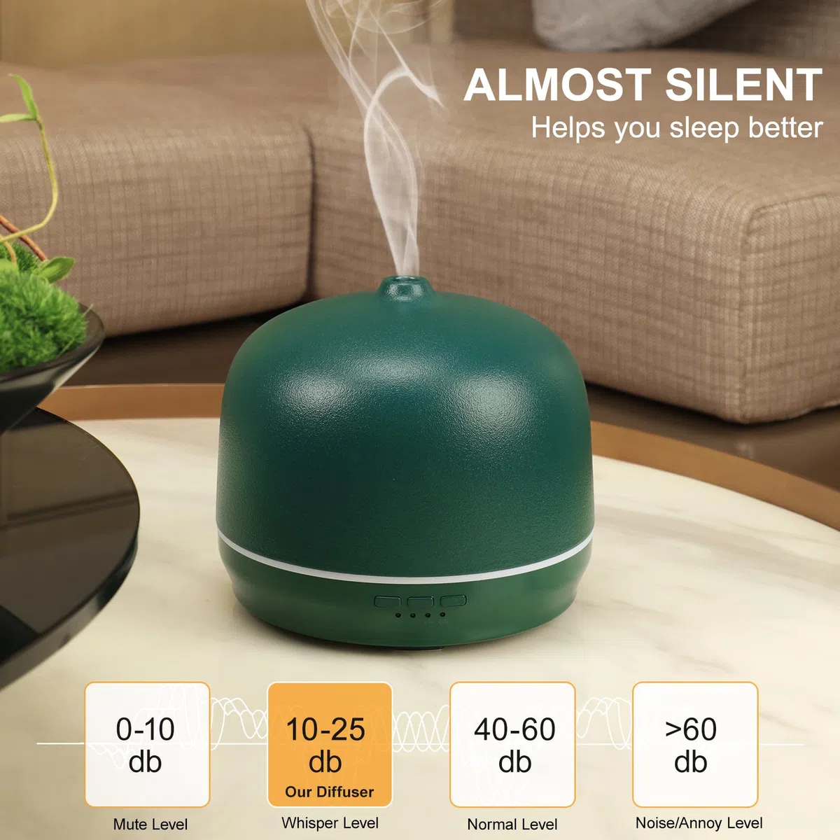 Difusores de aceite esencial de cerámica para el hogar, habitación grande, difusor de aire de aroma de aromaterapia de 500 ml, difusor de aire ultrasónico con temporizador, naranja
