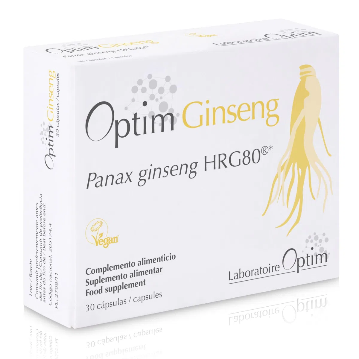 OPTIM Ginseng Potenciador Natural para Hombre - Panax Ginseng Rojo Coreano Puro Cultivado en Bélgica - 30 Cápsulas - Suplemento Herbal para Libido, Erección y Vigor - 1 Mes