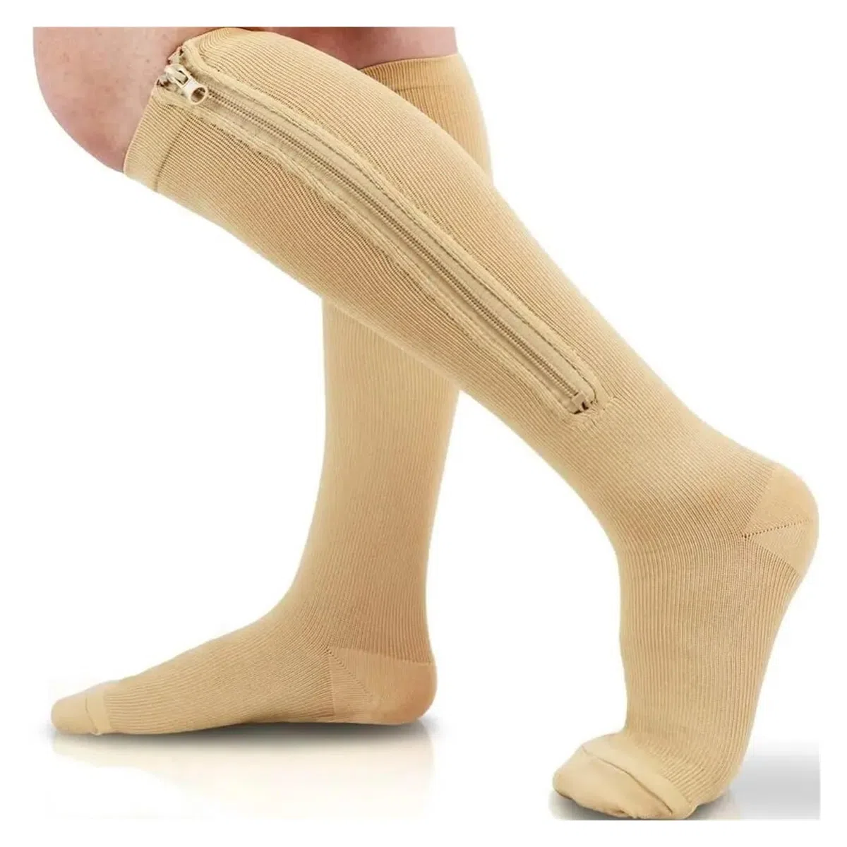 medias de compresion 1 par de calcetines compresión con cremallera for mujer y hombre, nailon elástico, punta cerrada medias presión