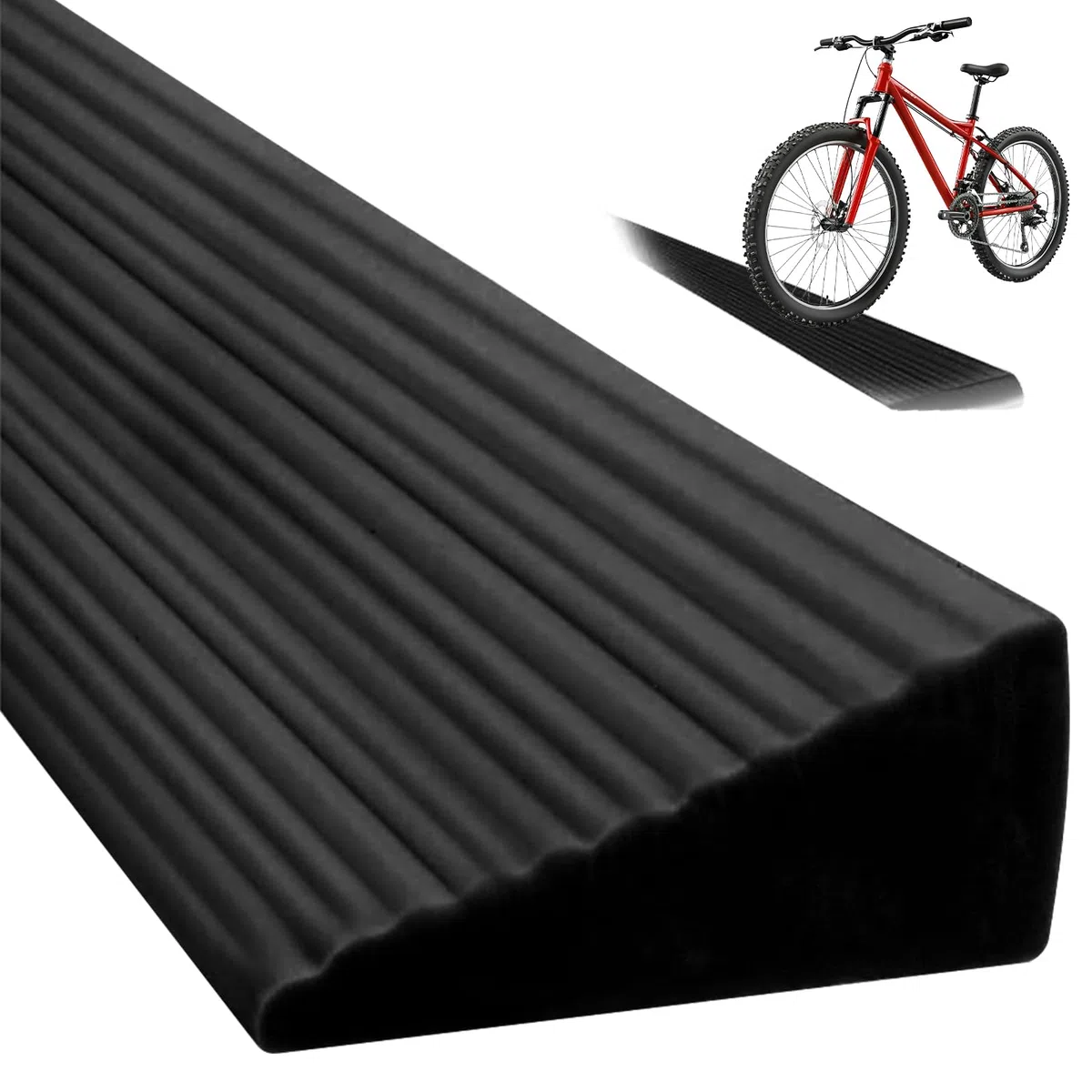 Rampa de Umbral para Puerta 500 kg, Perfil de Transición Autoadhesivo de PVC, 100 cm de Largo, para Silla de Ruedas, Robot Aspirador, Carrito, Uso Interior y Exterior (Negro, 100x5.5x1.6cm)