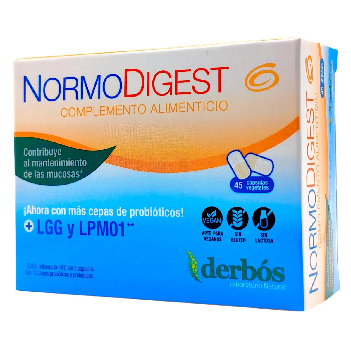Derbós Normodigest 45 Cápsulas Vegetales - Simbiótico Avanzado (Probióticos + Prebióticos) con 11 Cepas y 6.000 Millones de Microorganismos - Equilibrio de la Flora Intestinal y Bienestar Digestivo