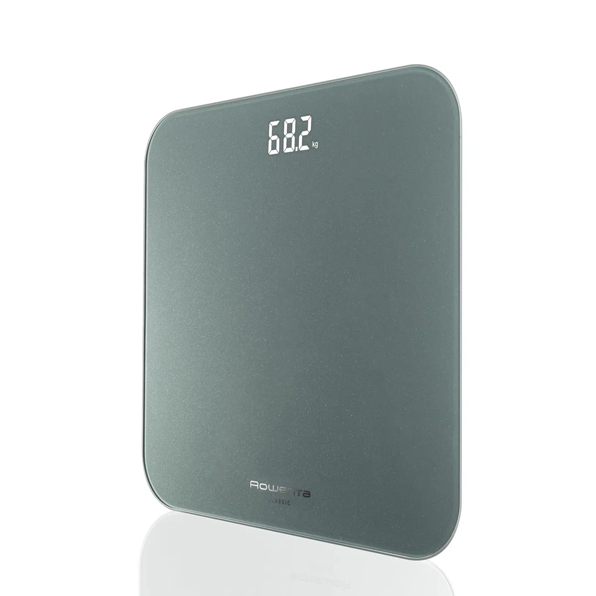 Rowenta Classic 2.0 Báscula de Baño Digital BS1903V0, Pantalla Invisible de Fácil Lectura, Diseño Efecto Eucalipto, Alta Precisión, Encendido Automático, Plataforma Amplia y Resistente