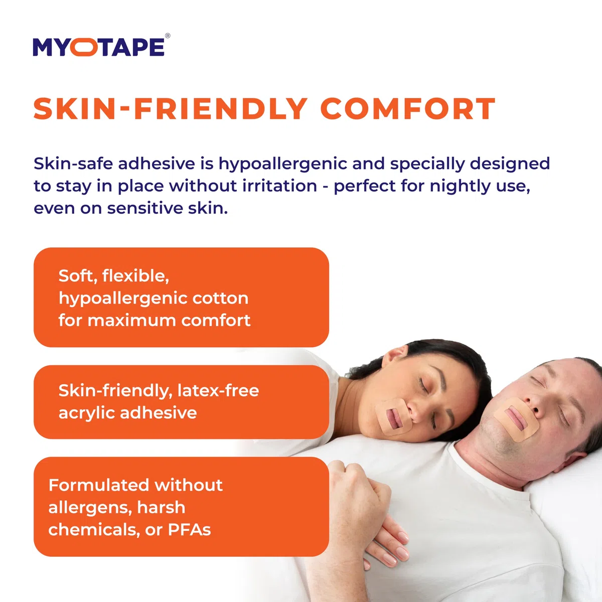 MyoTape - Cinta para dormir para 30 noches - Reduce los ronquidos - Mejora tu sueño - Promueve la respiración nasal - Cómodo y suave para la piel - Grande