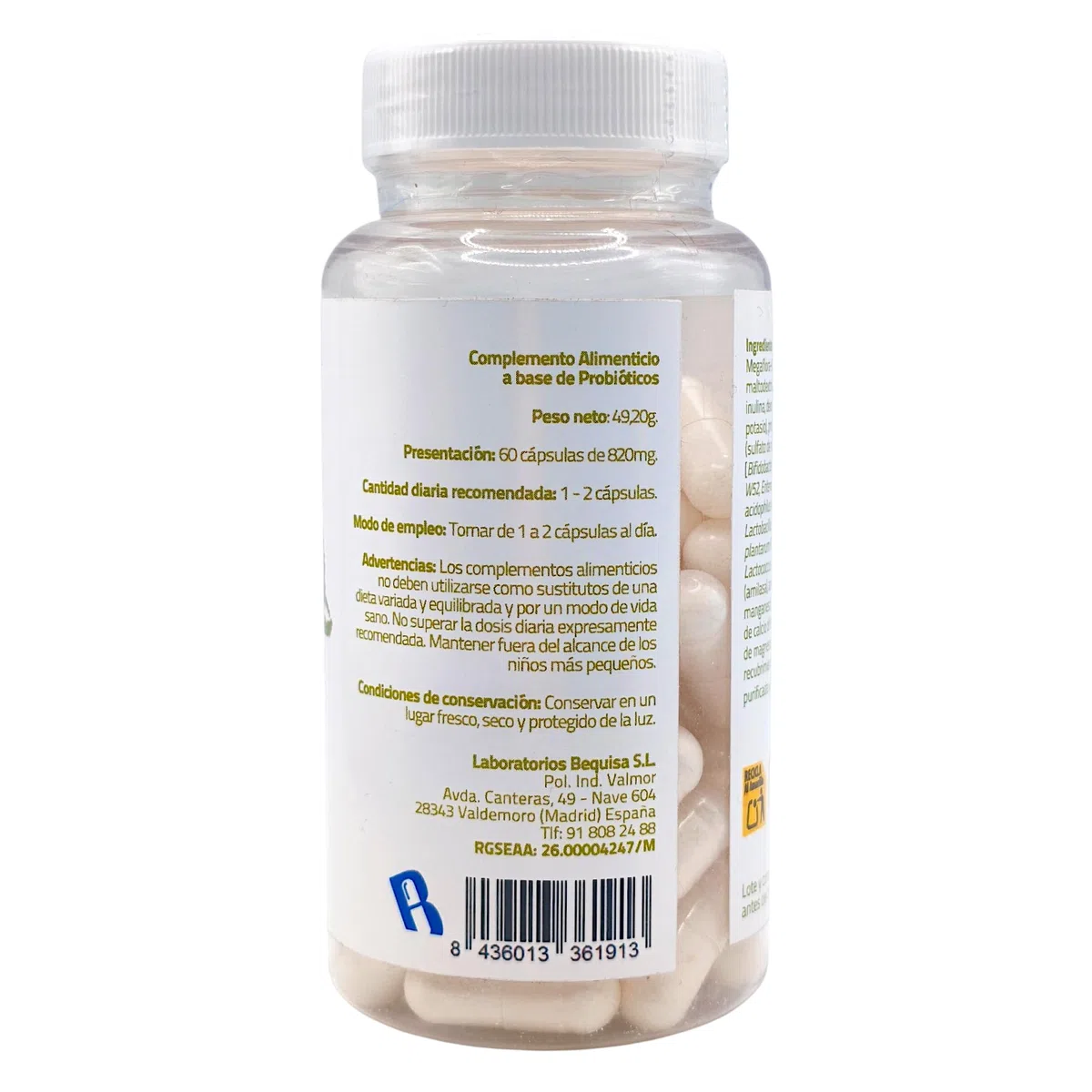 Bequisa Florabeq Simbiótico 60 Cápsulas - Mezcla Avanzada de Probióticos y Prebióticos - Equilibrio de la Flora Intestinal, Digestión Ligera y Defensas - Alivio de Gases e Hinchazón