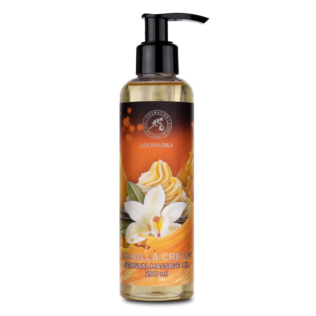 Aceite de Masaje Sensual Crema de Vainilla 200ml - con Aceites de Almendra - Semillas de Uva - Vainilla - Cosméticos Naturales con Maravilloso Aroma - Aceite de Masaje - Aceite de Masaje y Relajación
