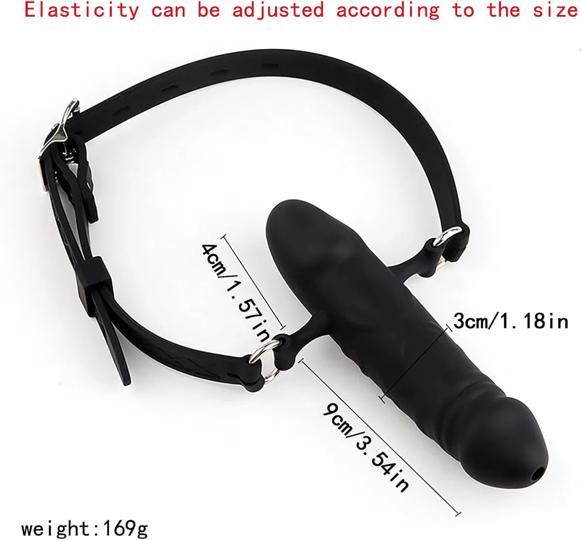 Penis Gag Silicone Dildo Gag Chastity Realistic Dildos Adjustable Belt BDSM Bondage Sex Toy Bondage Gear & Accessories Sex Toy (Black)