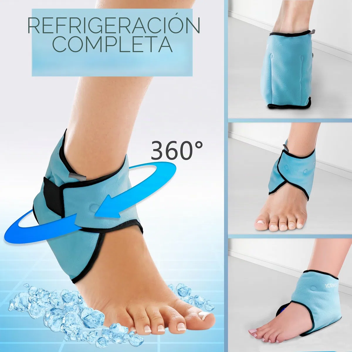 ICEHOF Almohadillas de refrigeración para tobillo - talones vendaje de tobillo con gel refrigerante, terapia de frío tobillo reumatismo quimioterapia dolor de tobillera pie (1 unidad)