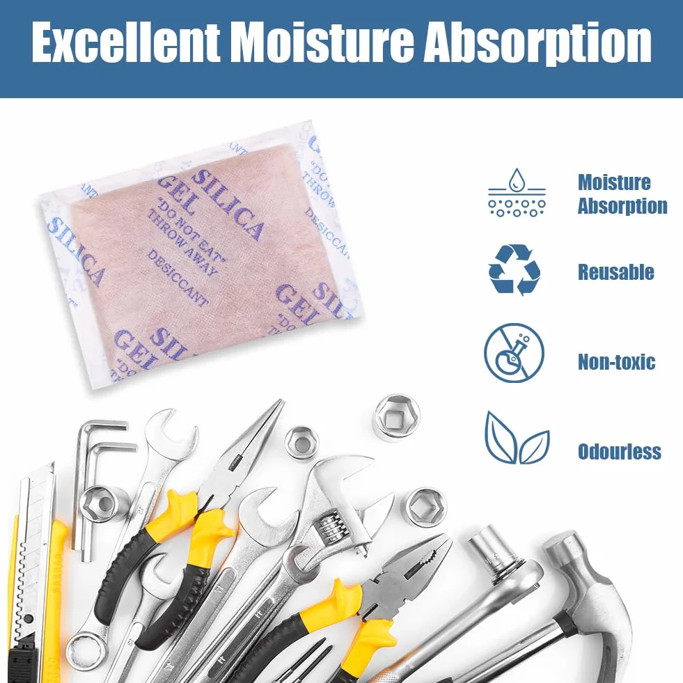 Aolso 100g Bolsas de Gel de Sílice, 8 Pcs Absorbedor de Humedad, Indicador Desecante Naranja a Verde, Reutilizable, Gel de Sílice Antihumedad para Ropa, Armarios, Productos Electrónicos, Joyas etc