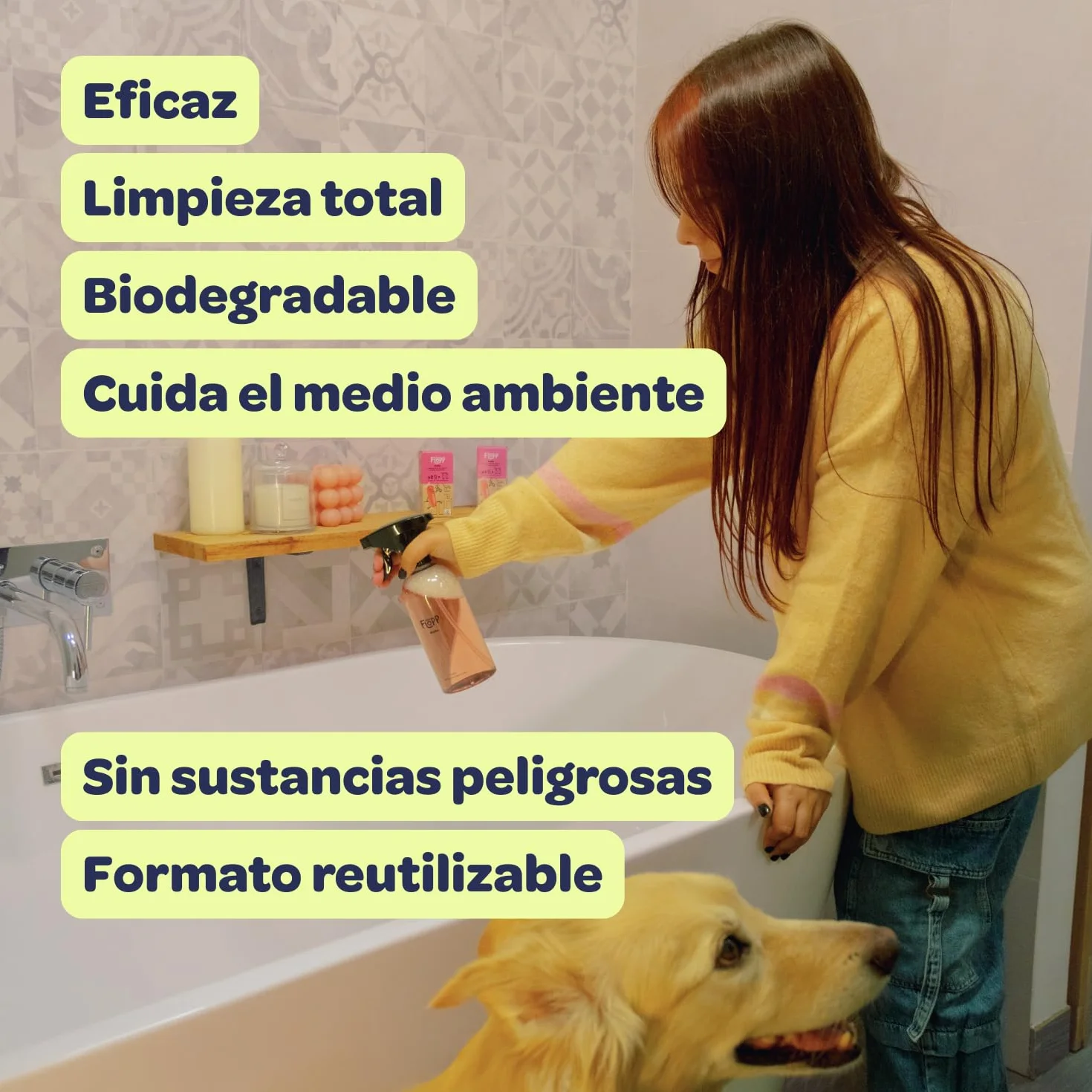 Flopp Limpiador de Baños Eco - Desincrustante - Eficaz contra la cal - Pack 6 Botellas de 500 ml (3L) - Formato ultraconcentrado - Ecolabel & Certificación Vegan - Multiusos