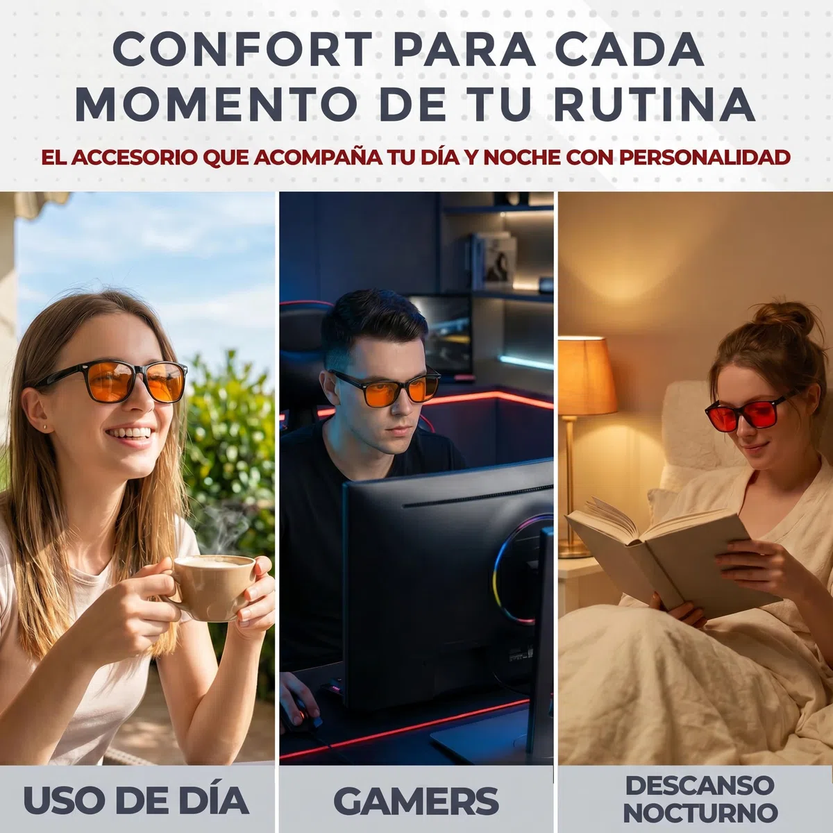 ️ Pack de 2 Gafas: Rojas Bloqueo Luz Azul y Amarillas – Filtro Luz Azul para Uso Diario y Nocturno, Diseño Elegante Hombre y Mujer, Incluye Paño de Limpieza