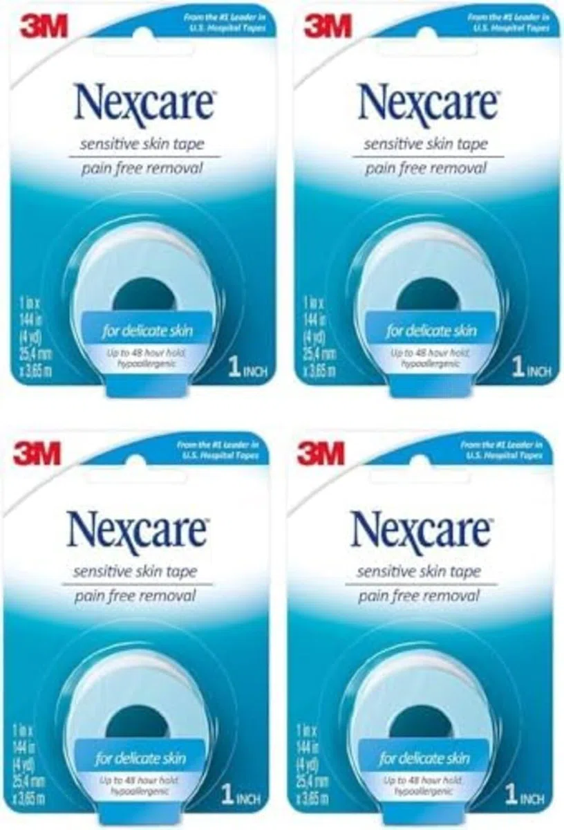 Nexcare Low Trauma Tape For Sensitive Skin, Sensitive Skin 1 Each, 1"x144" (Pack of 4)