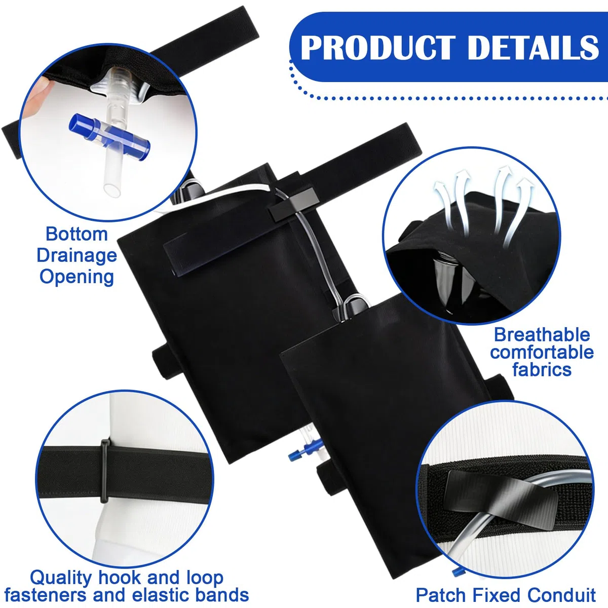 2 bolsas de orina con cinturón, bolsa de pierna para catéter, bolsa de pierna para catéter, soporte para bolsas de pierna para orina, cubierta para cuidado postoperatorio, movilidad, capacidad de más