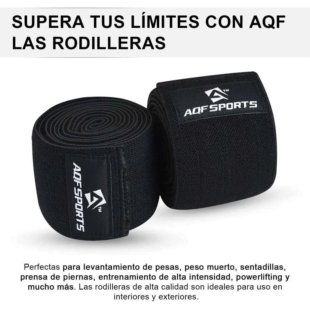 AQF Rodilleras para Levantamiento de Pesas Aprobadas por IPL y USPA (1 par) - Soporte de Rodilla para Menisco y Ligamentos, Vendaje Elástico con Protección para Powerlifting, Gimnasio