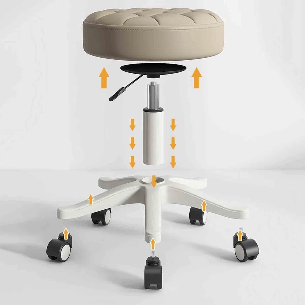 Silla con Taburete con Silla, Taburete Redondo con Ruedas y Reposapiés Taburete De Salón Ajustable con Respaldo Y Línea for Escritorio De Pie, Salón, Taburete De Pedicura Médica Independencia