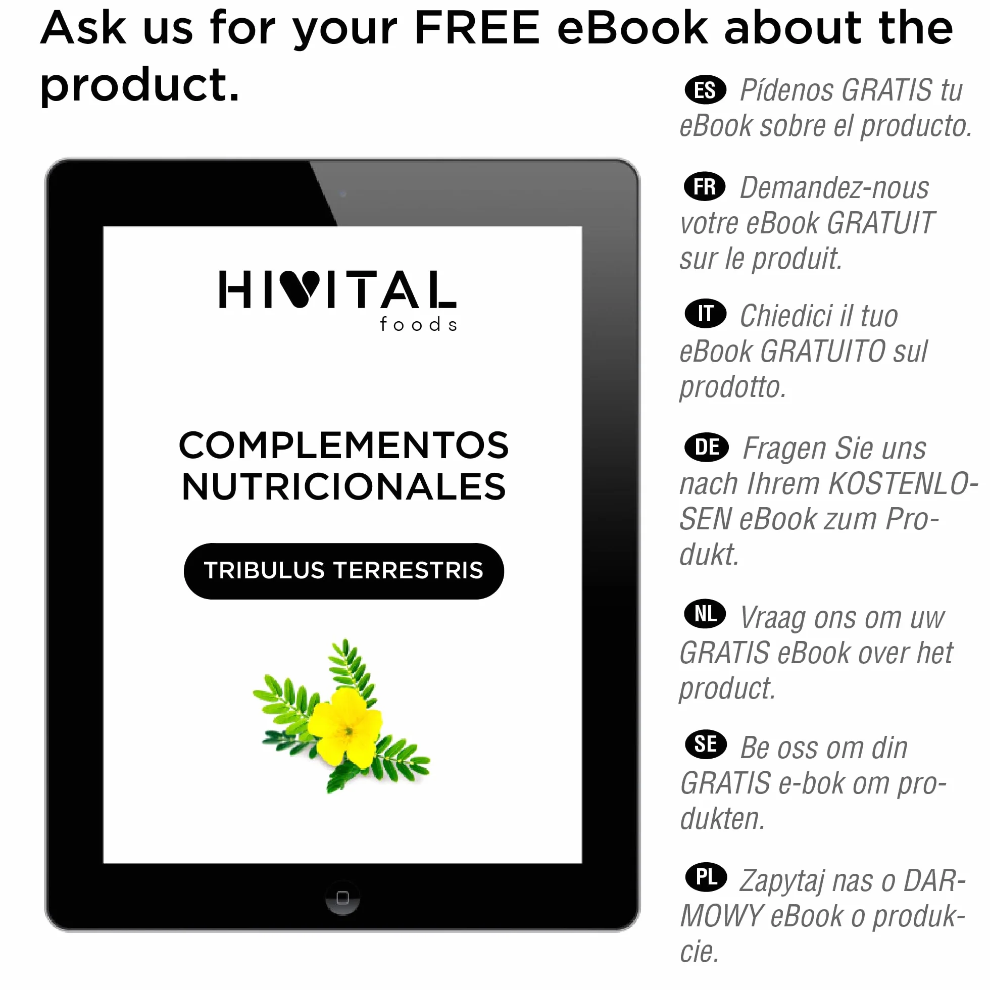 Tribulus Terrestris 2250 mg. 180 cápsulas veganas para 2 meses de tratamiento. Extracto Natural con 90% Saponinas con alto principio activo. Fabricado en España por HIVITAL