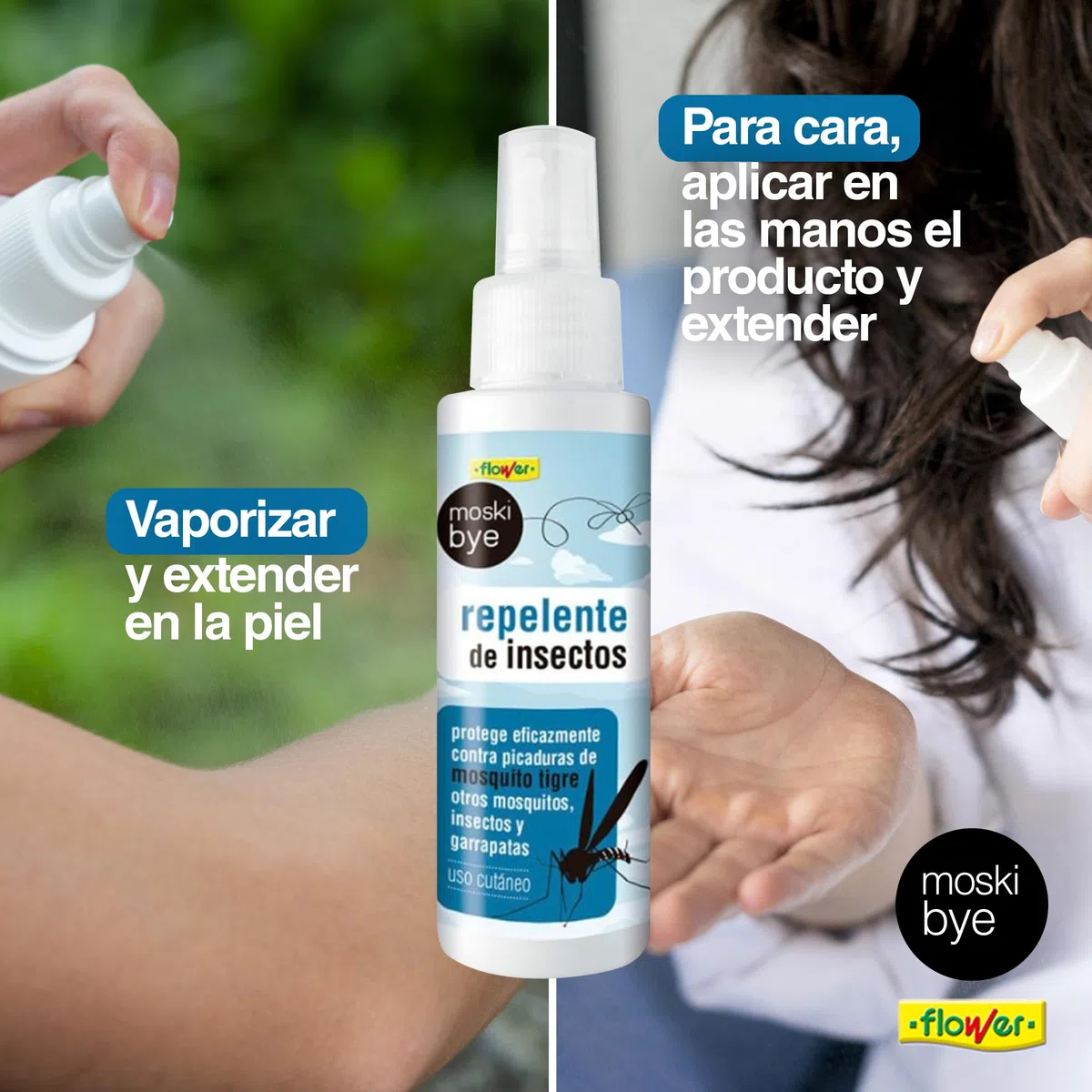FLOWER x 3 Repelente Mosquitos Aerosol 100 ML | Spray Protector Insectos, Mosquito Tigre, Garrapatas | Protección 8 Horas Cuerpo y Cara | Fórmula Potente Sin Componentes Dañinos