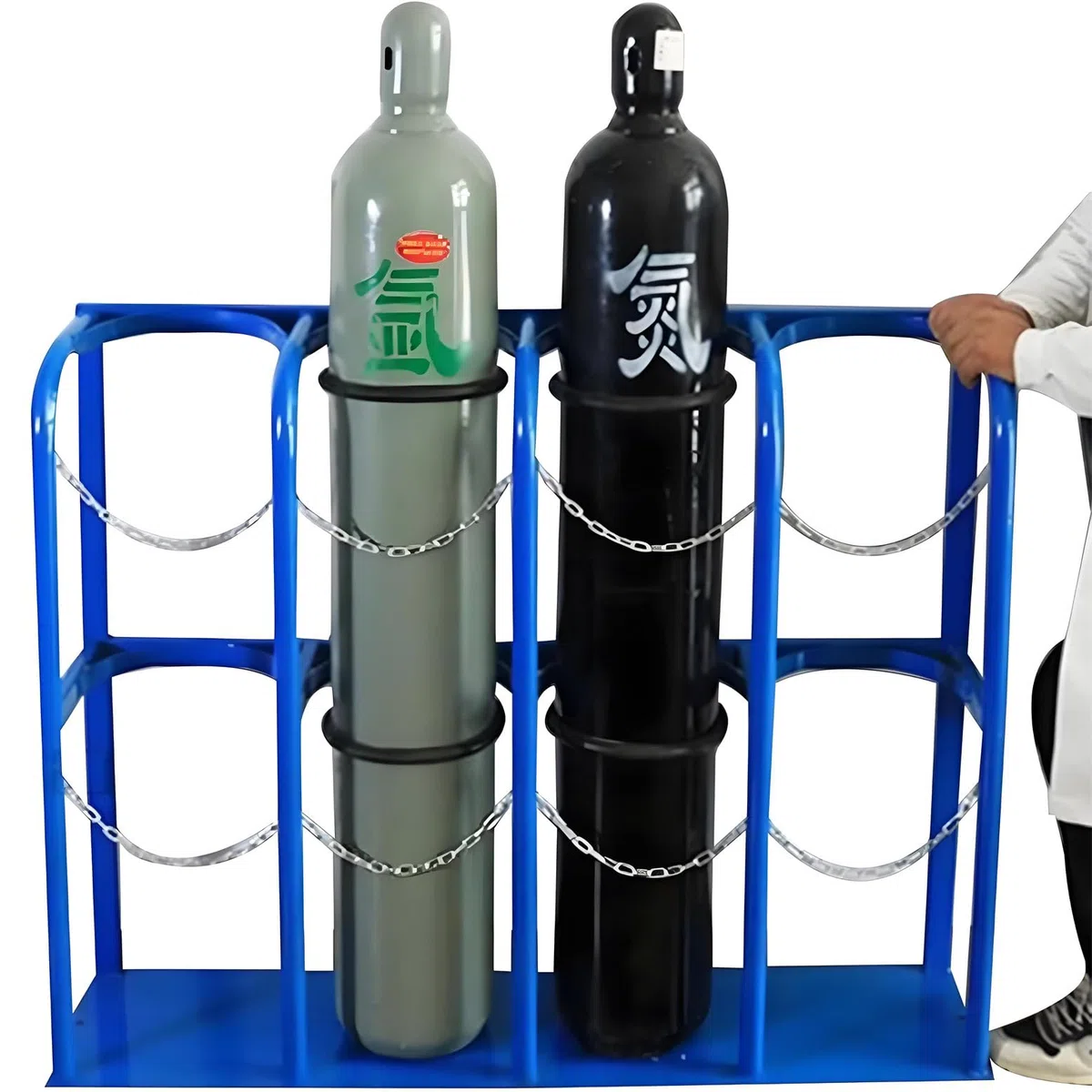 Soporte de suelo para tanque de oxígeno con cadena, estante de almacenamiento seguro para uso hospitalario de laboratorio, clínica