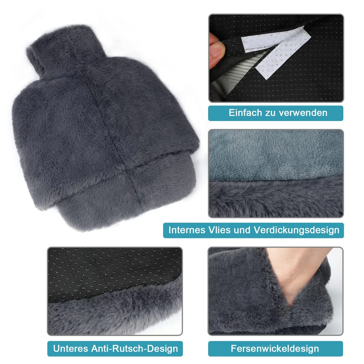 Calentador de pies sin Electricidad, 2L de Agua Caliente, Botella de Calor para Mujeres/Hombres/Adultos, Almohadillas de calefacción de pies Suaves y cálidas para los pies fríos en Invierno
