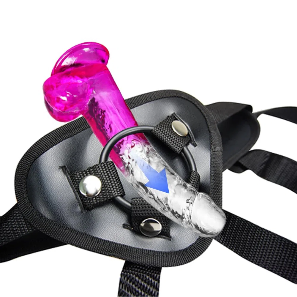 Juego de arnés y arnés para principiantes: arnés sexual portátil con consolador pequeño de 17 cm: juguete sexual ideal para parejas y principiantes: masturbación femenina, juegos lésbicos y más