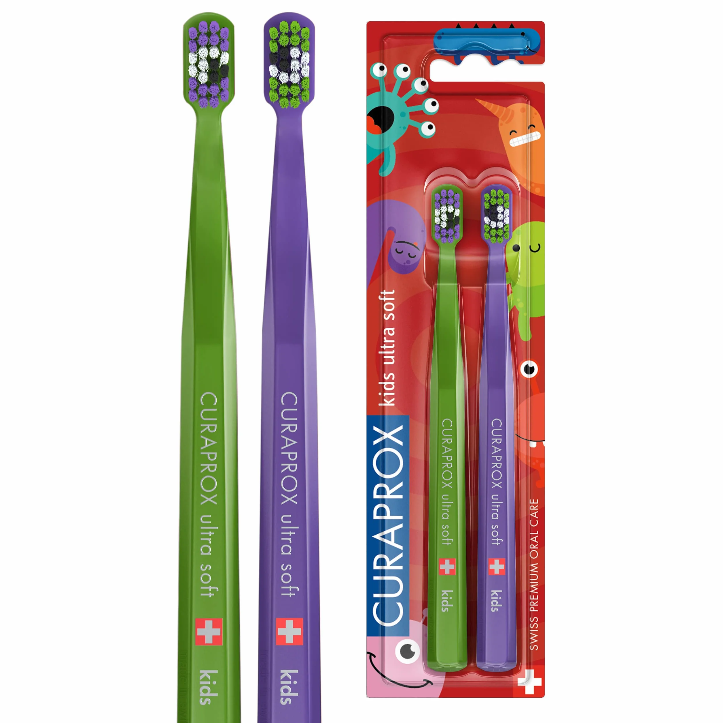 Curaprox CS Kids Special Edition Little Bacterias - Cepillo de dientes de mano (2 unidades)