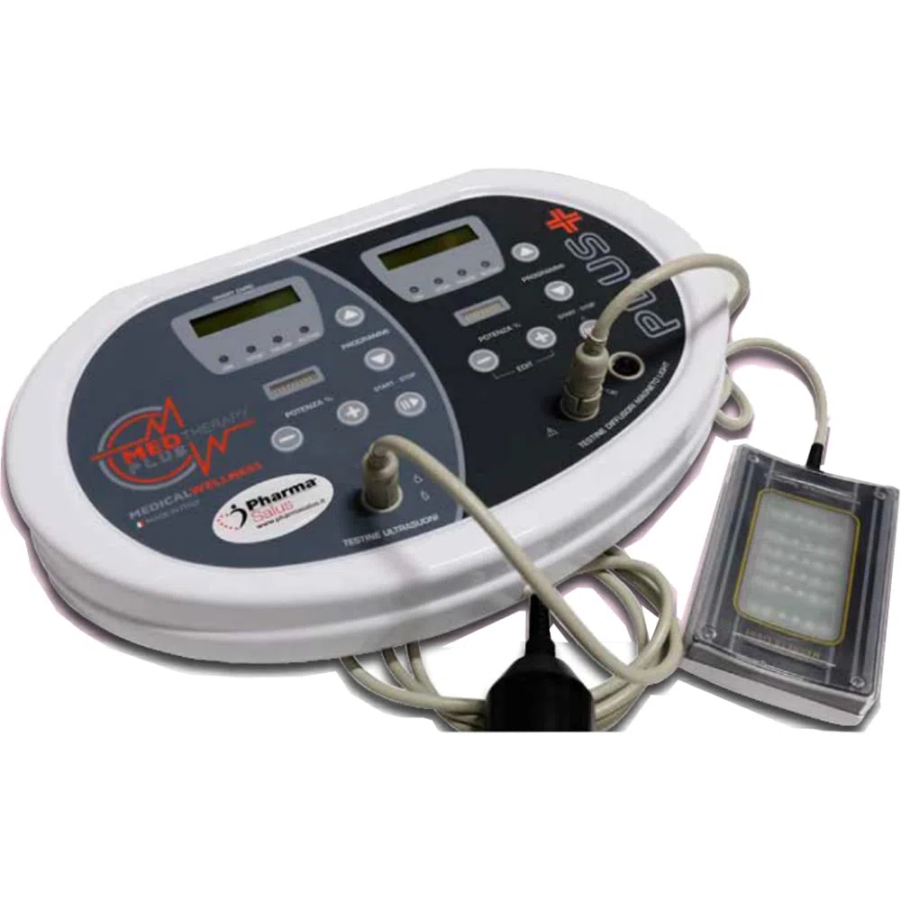 PHARMAMED PLUS+ Equipo electromédico completo para magnetoterapia, Fotocatalisos azul infrarrojo y ultrasuonoterapia Hi Tech profesional portátil y domiciliar 109 + 97 programas