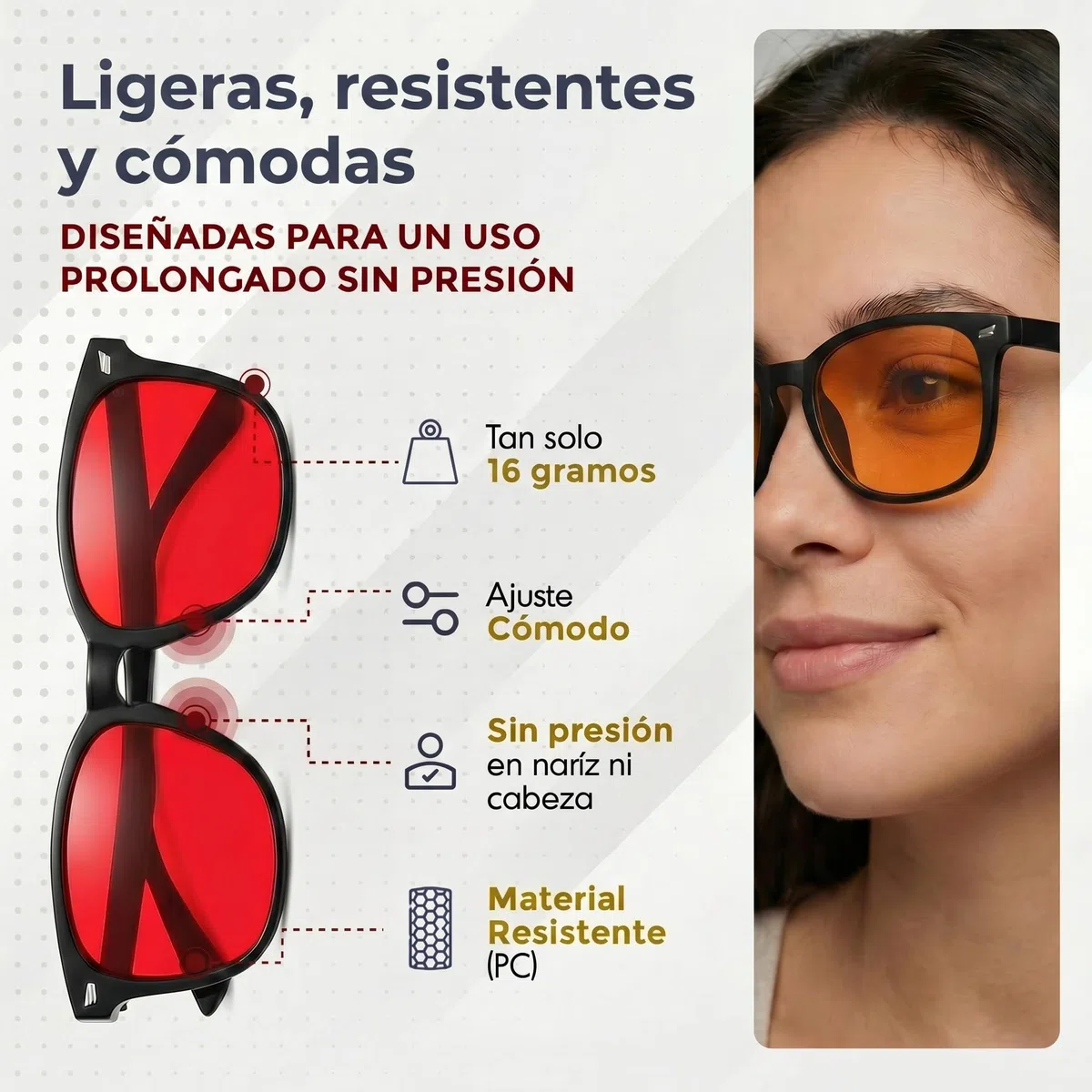 ️ Pack de 2 Gafas: Rojas Bloqueo Luz Azul y Amarillas – Filtro Luz Azul para Uso Diario y Nocturno, Diseño Elegante Hombre y Mujer, Incluye Paño de Limpieza
