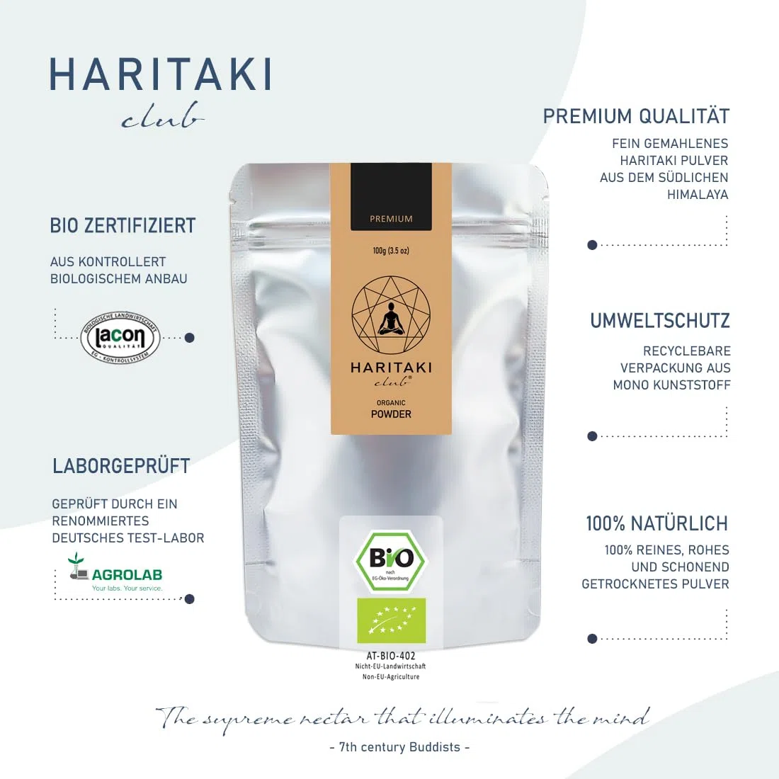 Polvo orgánico Haritaki, calidad premium, Haritaki Club | probado en laboratorio y certificado ecológico de la UE | Terminalia Chebula | Vegano, Kosher, Halal 100% natural 18.96