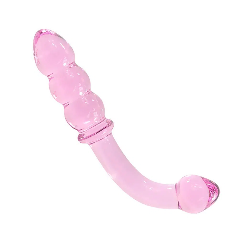 SXOVO Glass Dildo Double Dildo Glass Butt Plug Pene Butt Plug para masaje de próstata anal Punto G Masturbador